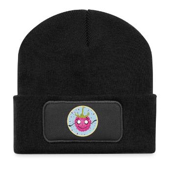 Cuddly raspberry face motif - Recycled Patch Beanie - black - Front