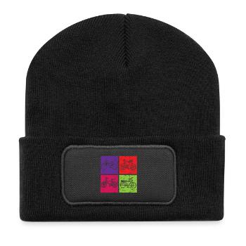 Pop Art coloré de vélo usé - Beanie recyclé à patch - noir - Devant