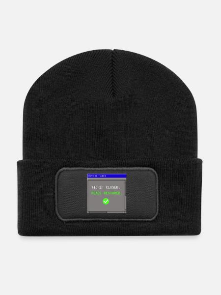 Support Ticket Closed IT Peace Restored Humor - Recycelte Patch Beanie - Schwarz