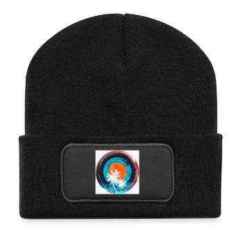 Palm Sonnenuntergangskreis - Recycelte Patch Beanie - Schwarz - Vorne