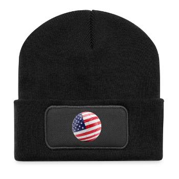 USA-FLAGGE AUF EINEM FUSSBALL - Recycelte Patch Beanie - Schwarz - Vorne