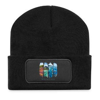 Mauritius Urlaub Travel – Strand & Ozean Motiv - Recycelte Patch Beanie - Schwarz - Vorne