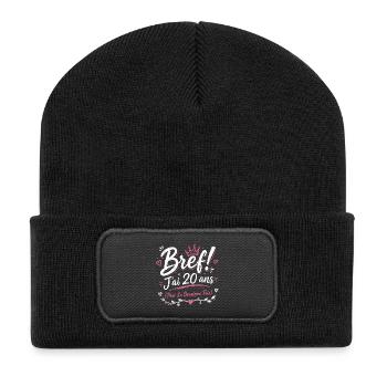 Femme cadeau d'anniversaire 40 ans - Beanie recyclé à patch - noir - Devant