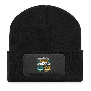 Veux-tu être mon parrain, Demande parrain gamer - Beanie recyclé à patch - noir - Devant