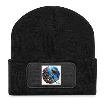 Unterwasser-Meerjungfrau im Riff - Recycelte Patch Beanie - Schwarz - Vorne