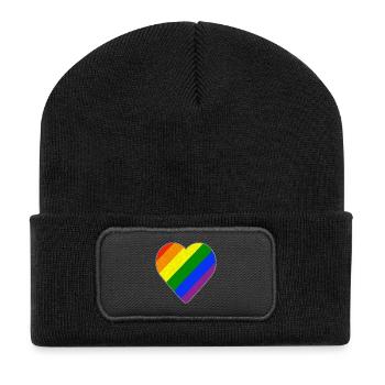 Heart with rainbow stripes - Recycled Patch Beanie - black - Front