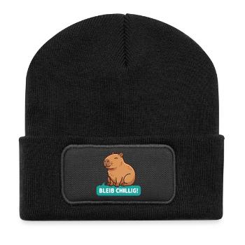 Bleib Chillig CapybaraBleib Chillig Capybara - Recycelte Patch Beanie - Schwarz - Vorne