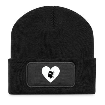 Korsika-Liebe - Recycelte Patch Beanie - Schwarz - Vorne