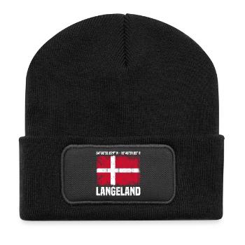 Langeland Koordinaten - Recycelte Patch Beanie - Schwarz - Vorne