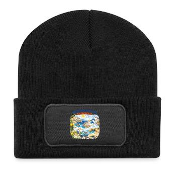Mittelmeer-Sommer-Mosaik - Recycelte Patch Beanie - Schwarz - Vorne