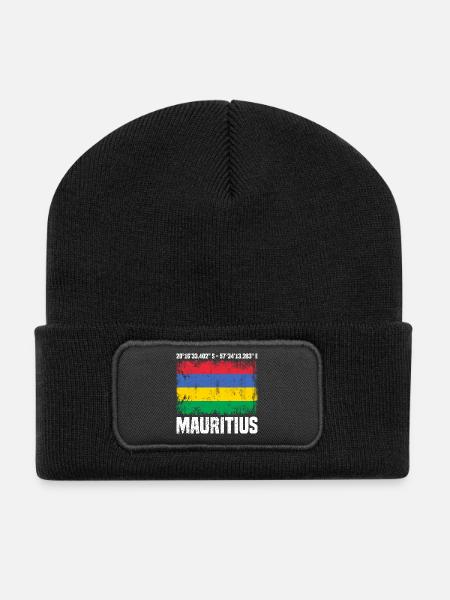 Mauritius Koordinaten - Recycelte Patch Beanie - Schwarz