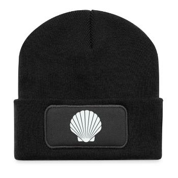 Geometrische Muschelkunst - Recycelte Patch Beanie - Schwarz - Vorne