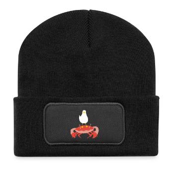 Crabb-n-Gull 1 - Recycelte Patch Beanie - Schwarz - Vorne