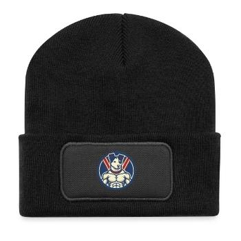 Muskulärer, patriotischer Hund - Recycelte Patch Beanie - Schwarz - Vorne