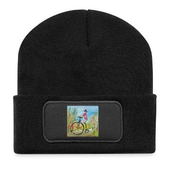  Hochrad - Recycelte Patch Beanie - Schwarz - Vorne
