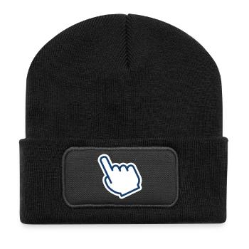 Fingerklick-Symbol für digitale Schnittstelle D - Recycelte Patch Beanie - Schwarz - Vorne