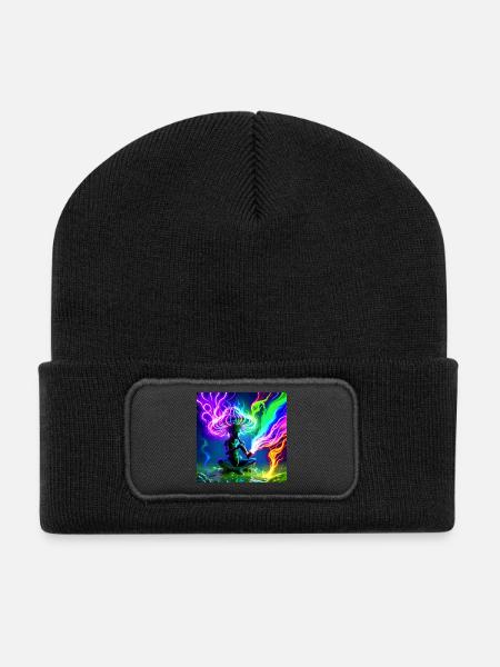 Idegen_Saman - Recycelte Patch Beanie - Schwarz