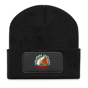 Vater 2027 Bekanntgabe Schwangerschaftsvater in Planung - Recycelte Patch Beanie - Schwarz - Vorne