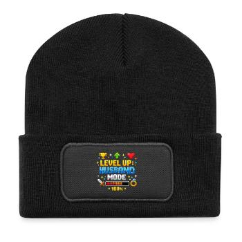 Level Up Husband Mode Gamer Ehemann Retro JGA - Recycelte Patch Beanie - Schwarz - Vorne