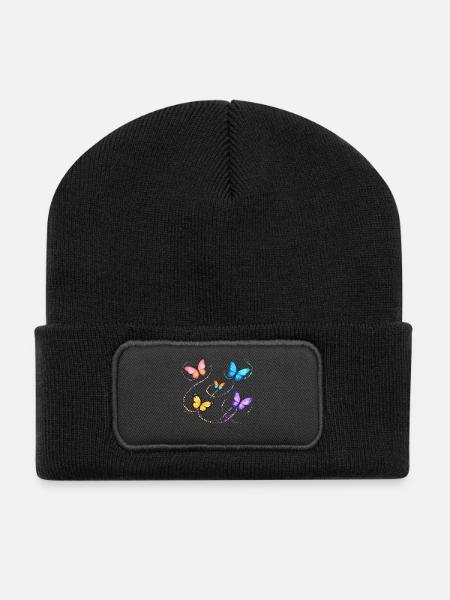 Schmetterlinge - Recycelte Patch Beanie - Schwarz