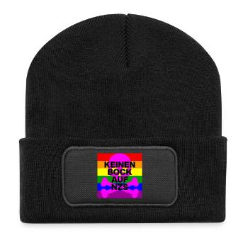 KEINEN BOCK AUF NZS, NO NZS, NO AFD, SKULL PINK - Recycelte Patch Beanie - Schwarz - Vorne