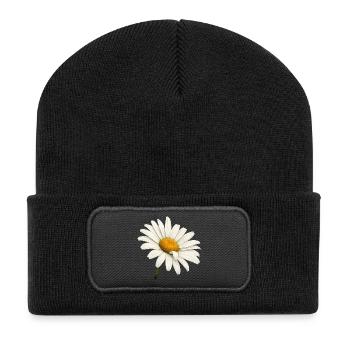 Weiße Margeritenblüte Natur Blumen Design  - Recycelte Patch Beanie - Schwarz - Vorne