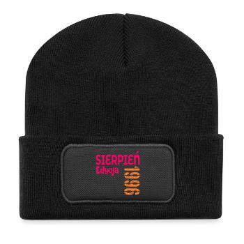 30. Geburtstag August 1986 - Recycelte Patch Beanie - Schwarz - Vorne