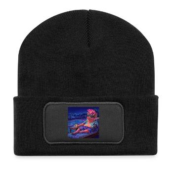 Cyberpig - Recycelte Patch Beanie - Schwarz - Vorne