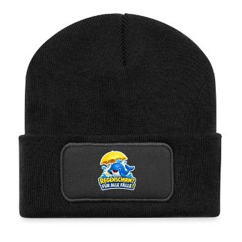 Wal Regenschirm für alle Fälle Lustiger Spruch - Recycelte Patch Beanie - Schwarz - Vorne