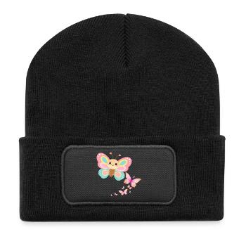 Pastel Butterfly Motif - Recycled Patch Beanie - black - Front