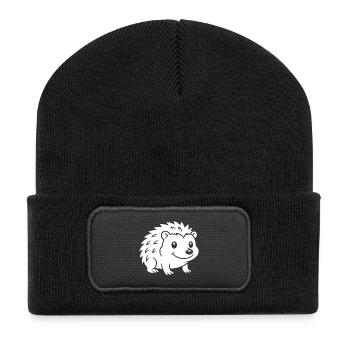 Hedgehog Silhouette Autumn Animal Motif - Recycled Patch Beanie - black - Front