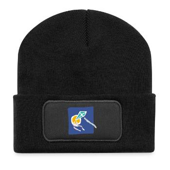 Kite in the Sky – Minimalistische Kunst - Recycelte Patch Beanie - Schwarz - Vorne