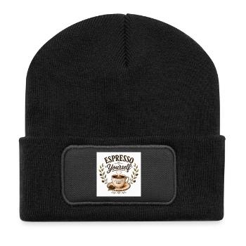 Espresso Yourself Coffee nil cafe Vintage - Recycelte Patch Beanie - Schwarz - Vorne