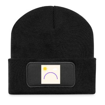 Purple bow in minimal sun - Recycled Patch Beanie - black - Front