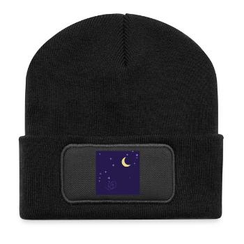 Starry Night, Moon and Purple Spiral - Recycled Patch Beanie - black - Front