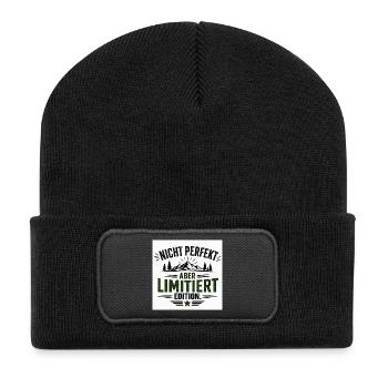 Nicht Perfekt Aber Limitierte Edition - Recycelte Patch Beanie - Schwarz - Vorne
