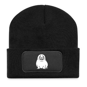 Cute seal silhouette - Recycled Patch Beanie - black - Front