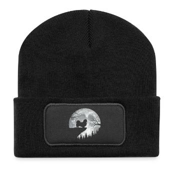 Pekingese Full Moon - Peke Dog Mom Dad Lap Dog - Recycled Patch Beanie - black - Front