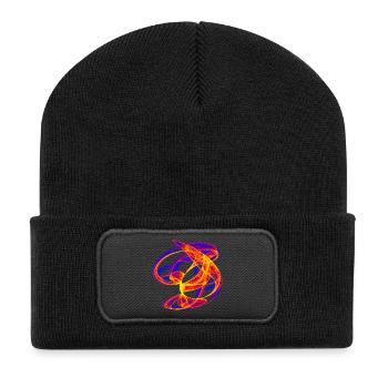 Feuerbahn – Chaos Kunst - Recycelte Patch Beanie - Schwarz - Vorne