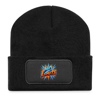 No Limits Motivation Sport Gaming Spruch Design - Recycelte Patch Beanie - Schwarz - Vorne