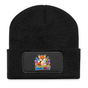 Comic Fuchs kleine Pfoten ganz grosse Kunst Motiv - Recycelte Patch Beanie - Schwarz - Vorne