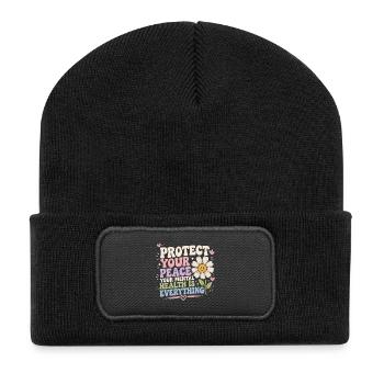 Protect Your Peace: Health Is Everything - Recycled Patch Beanie - black - Front