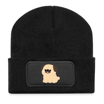 Charme peluche Carlin - Beanie recyclé à patch - noir - Devant