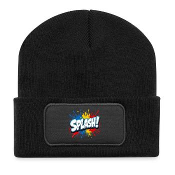 Comic lettering with splashes of paint – Pop Art Sty - Recycled Patch Beanie - black - Front