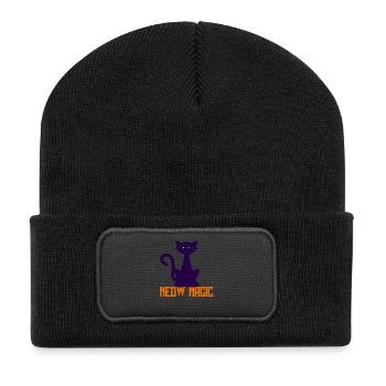 Meow Magic Cat Silhouette - Recycled Patch Beanie - black - Front