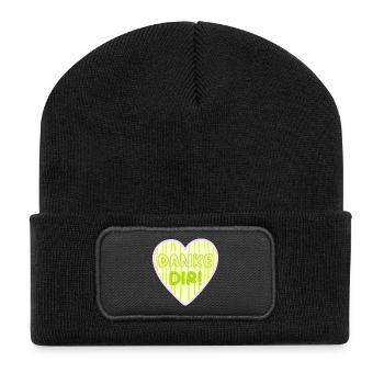 Danke Dir Herz - Recycelte Patch Beanie - Schwarz - Vorne