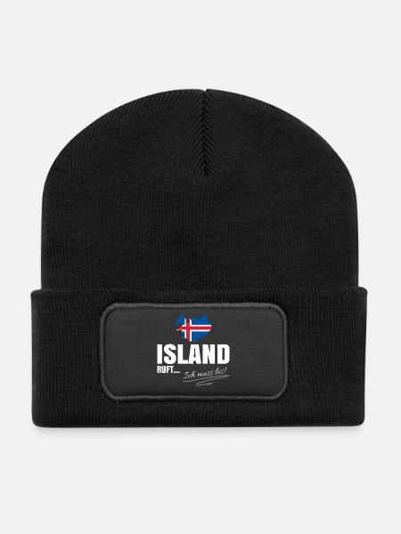 Island Auswandern - Recycelte Patch Beanie - Schwarz
