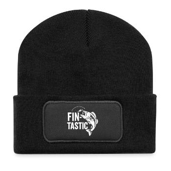 Fin-tastic! Funny Angler & Giant Fish Design - Recycled Patch Beanie - black - Front