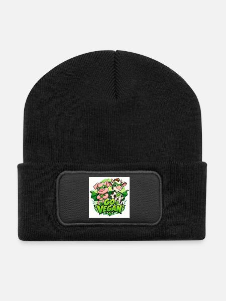 Go vegan superhelden - Recycelte Patch Beanie - Schwarz