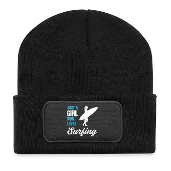 Surfer Girl Beach Lover Gift for Women - Recycled Patch Beanie - black - Front